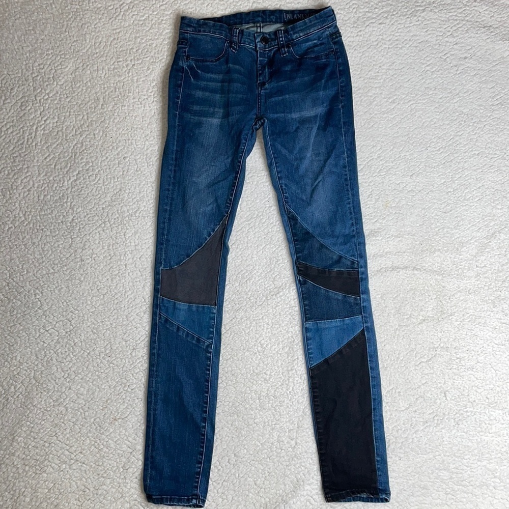 BLANK NYC Jeans Denim patch work Skinny Color Block  Size 25
